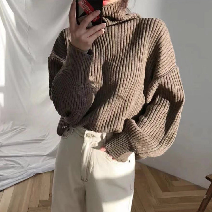 Alice | Luxe Pull à col roulé et à manches ballon