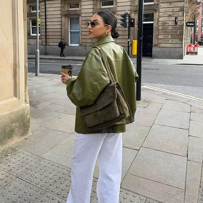 Ambreline - Veste en cuir oversize