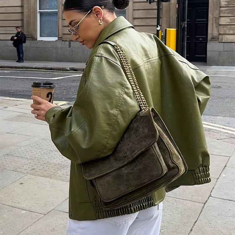 Ambreline - Veste en cuir oversize